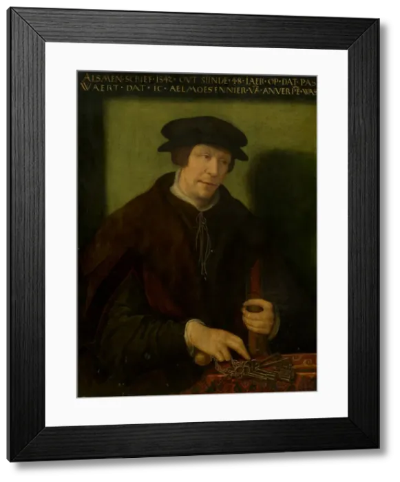 Framed Print : Portrait of an Almoner of Antwerp, 1542. Creator: Antwerp 16th Century Framed Print : Portrait of an Almoner of Antwerp, 1542. Creator: Antwerp 16th Century
