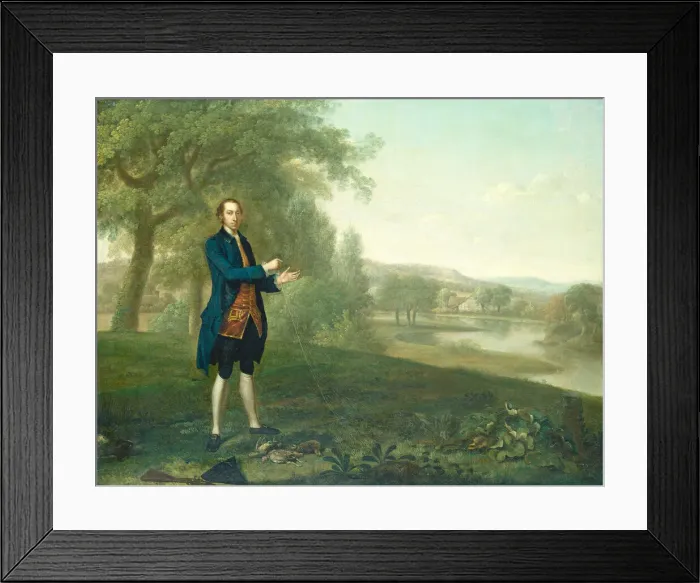 Framed Print : Portrait of a Gentleman Netting Partridges, 1756. Creator: Arthur Devis Framed Print : Portrait of a Gentleman Netting Partridges, 1756. Creator: Arthur Devis