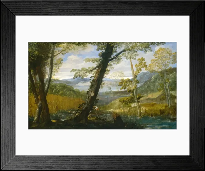 Framed Print : River Landscape, c. 1590. Creator: Annibale Carracci Framed Print : River Landscape, c. 1590. Creator: Annibale Carracci