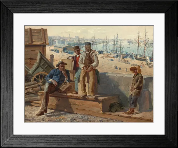 Framed Print : Negro Boys on the Quayside, c. 1865. Creator: David Norslup Framed Print : Negro Boys on the Quayside, c. 1865. Creator: David Norslup