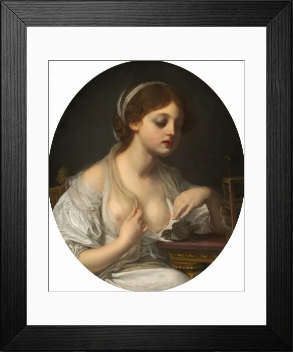 Framed Print : Girl with Birds, c. 1780 / 1782. Creator: Anon Framed Print : Girl with Birds, c. 1780 / 1782. Creator: Anon