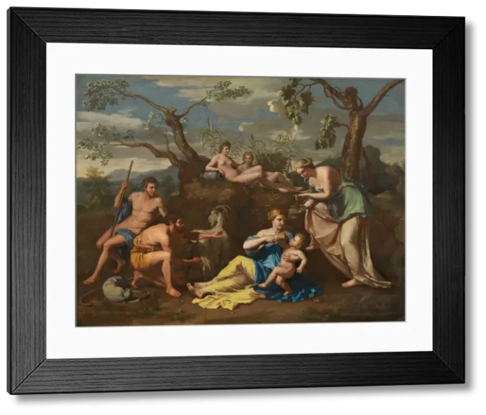 Framed Print : Nymphs Feeding the Child Jupiter, c. 1650. Creator: Anon Framed Print : Nymphs Feeding the Child Jupiter, c. 1650. Creator: Anon