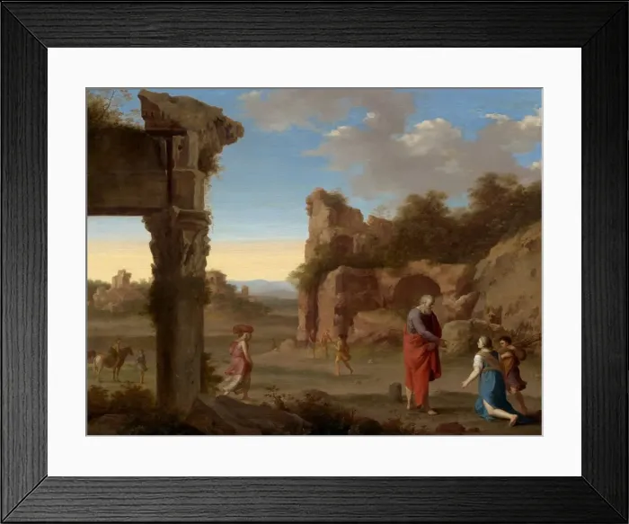 Framed Print : The Prophet Elijah and the Widow of Zarephath, c. 1630. Creator: Cornelis van Poelenburch Framed Print : The Prophet Elijah and the Widow of Zarephath, c. 1630. Creator: Cornelis van Poelenburch