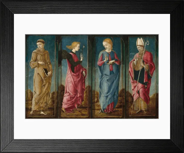 Framed Print : The Annunciation with Saint Francis and Saint Louis of Toulouse [four panels], c
