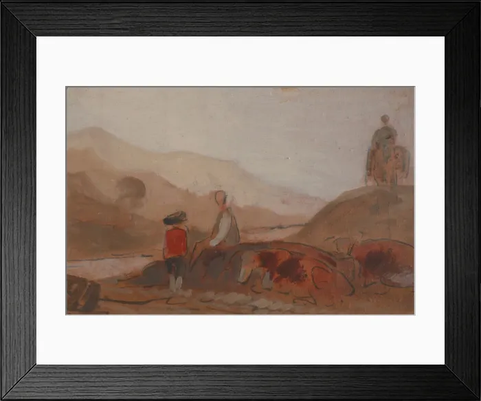 Framed Print : Mountainous Landscape with Figures by a Lake, 1825 to 1830. Creator: Unknown Framed Print : Mountainous Landscape with Figures by a Lake, 1825 to 1830. Creator: Unknown