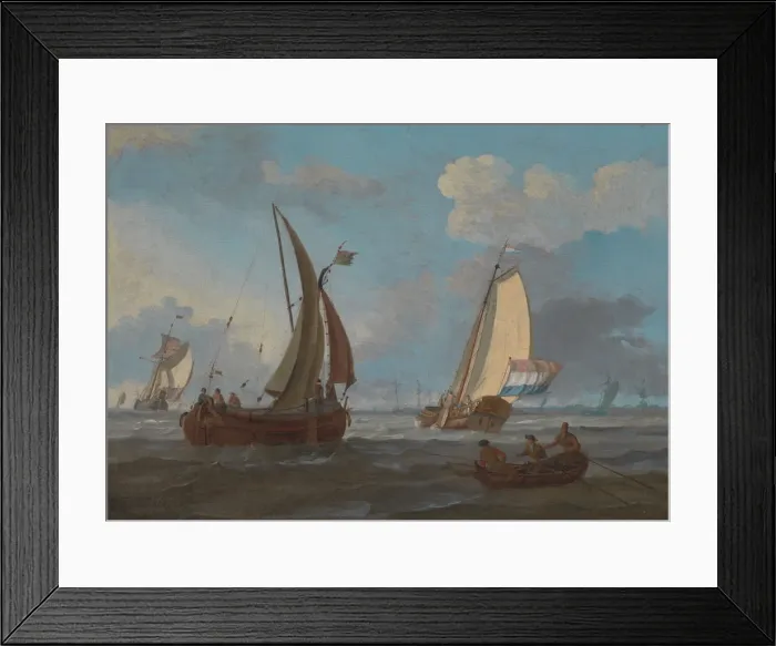 Framed Print : Dutch Shipping off the Low Countries, 18th century. Creator: Adam Silo Framed Print : Dutch Shipping off the Low Countries, 18th century. Creator: Adam Silo