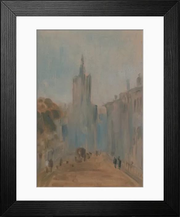 Framed Print : Street with Church and Figures, 1822 to 1825. Creator: Unknown Framed Print : Street with Church and Figures, 1822 to 1825. Creator: Unknown