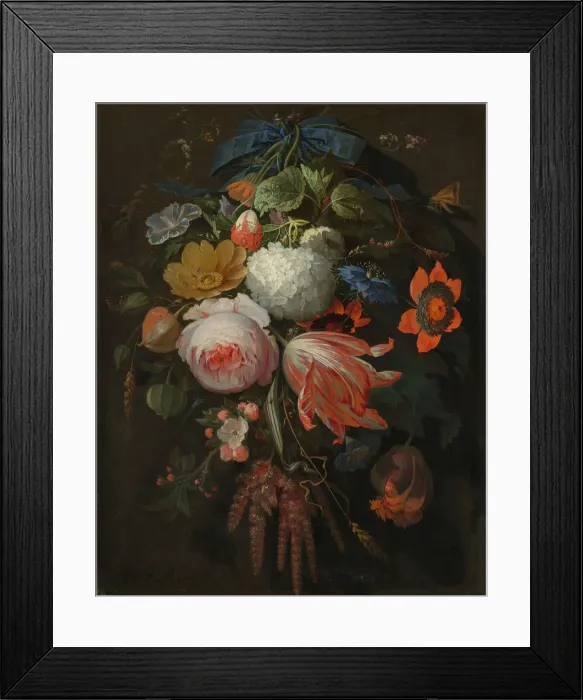 Framed Print : A Hanging Bouquet of Flowers, probably 1665 / 1670. Creator: Abraham Mignon Framed Print : A Hanging Bouquet of Flowers, probably 1665 / 1670. Creator: Abraham Mignon