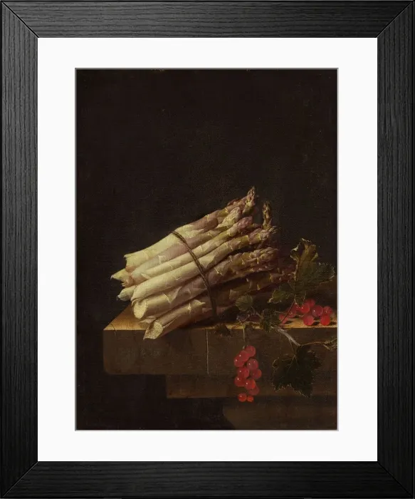Framed Print : Still Life with Asparagus and Red Currants, 1696. Creator: Adriaen Coorte