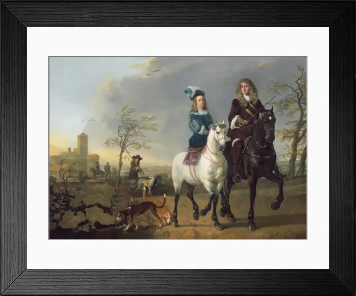 Framed Print : Lady and Gentleman on Horseback, c. 1655, reworked 1660 / 1665. Creator: Aelbert Cuyp Framed Print : Lady and Gentleman on Horseback, c. 1655, reworked 1660 / 1665. Creator: Aelbert Cuyp