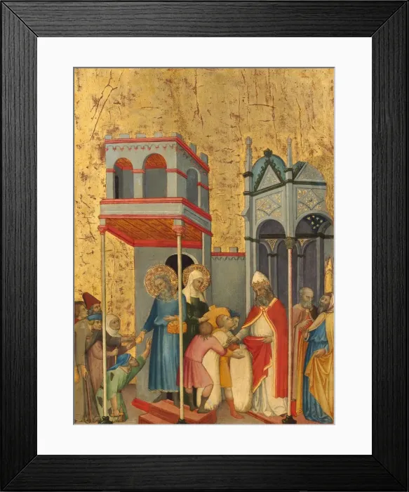Framed Print : Joachim and Anna Giving Food to the Poor and Offerings to the Temple, c. 1400 / 1405 Framed Print : Joachim and Anna Giving Food to the Poor and Offerings to the Temple, c. 1400 / 1405
