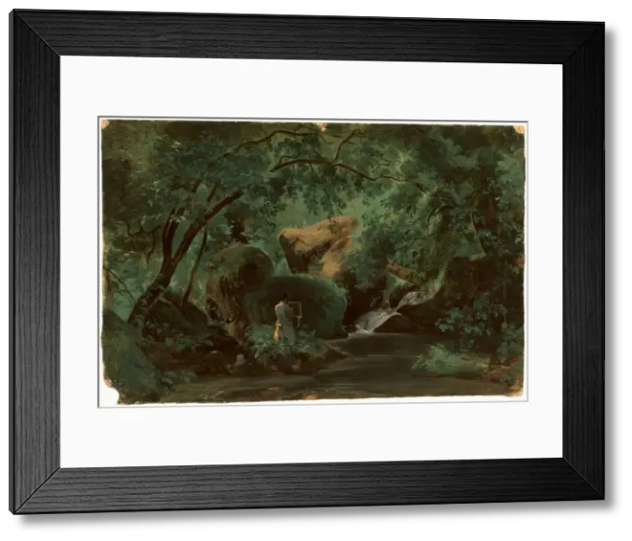 Framed Print : Forest Interior with a Painter, Civita Castellana, 1825 / 1830. Creator: AndreGiroux Framed Print : Forest Interior with a Painter, Civita Castellana, 1825 / 1830. Creator: AndreGiroux