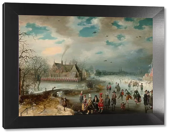 Skating on the Frozen Amstel River, 1611. Creator: Adam van Breen