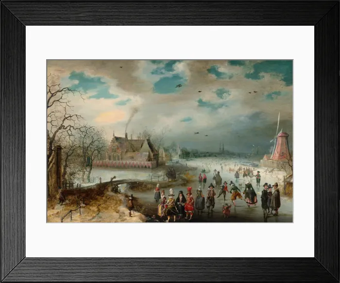 Framed Print : Skating on the Frozen Amstel River, 1611. Creator: Adam van Breen