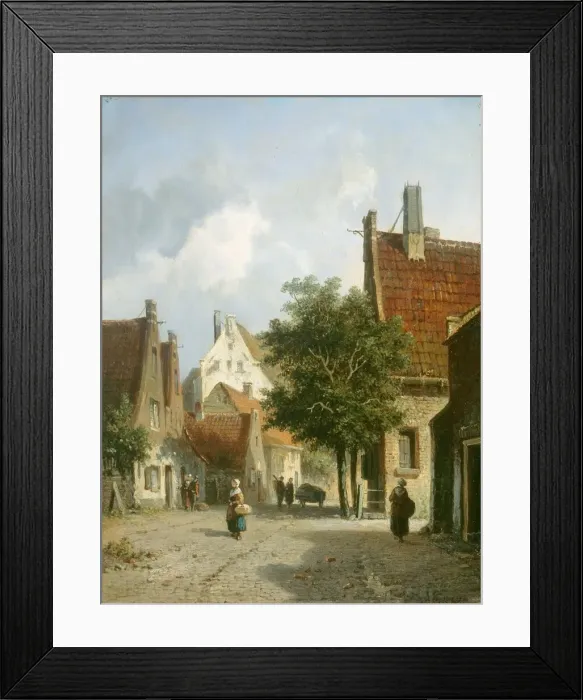 Framed Print : Amsterdam Street Scene, 19th century. Creator: Adrianus Eversen Framed Print : Amsterdam Street Scene, 19th century. Creator: Adrianus Eversen