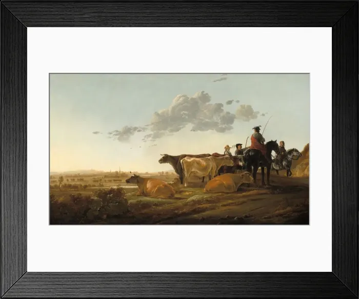 Framed Print : Landscape with Herdsmen, mid-1650s. Creator: Aelbert Cuyp Framed Print : Landscape with Herdsmen, mid-1650s. Creator: Aelbert Cuyp
