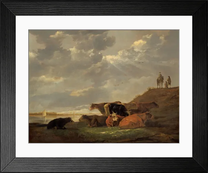 Framed Print : River Landscape with Cows, 1645 / 1650. Creator: Aelbert Cuyp Framed Print : River Landscape with Cows, 1645 / 1650. Creator: Aelbert Cuyp
