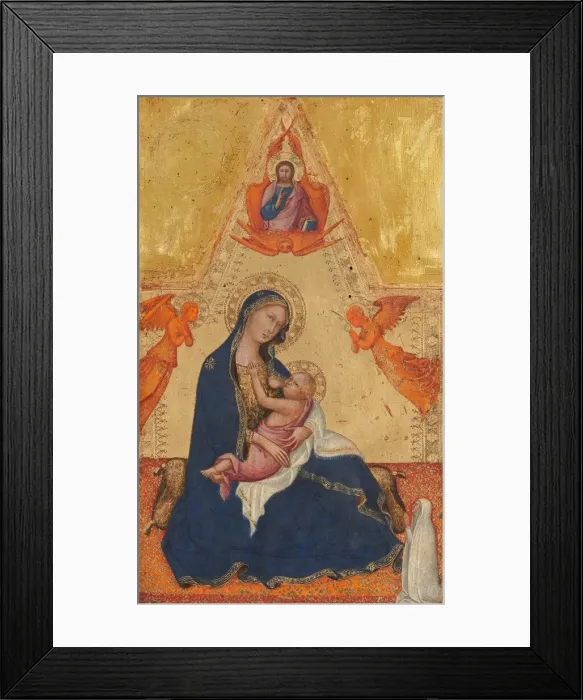 Framed Print : Madonna of Humility, The Blessing Christ, Two Angels, and a Donor [obverse], c. 1380  /  1390