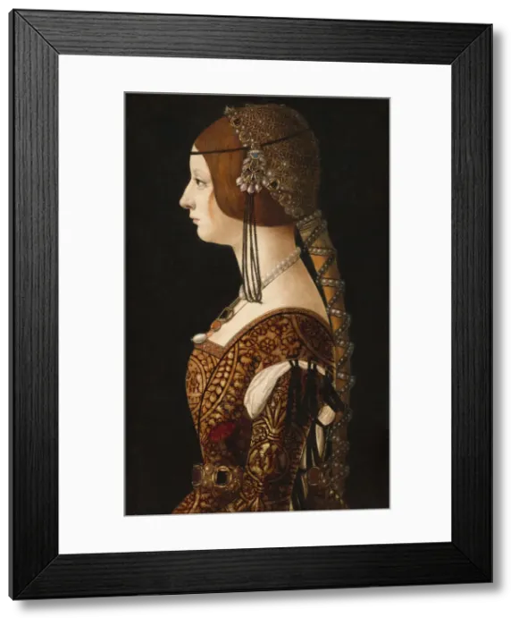 Framed Print : Bianca Maria Sforza, probably 1493. Creator: Ambrogio de Predis Framed Print : Bianca Maria Sforza, probably 1493. Creator: Ambrogio de Predis