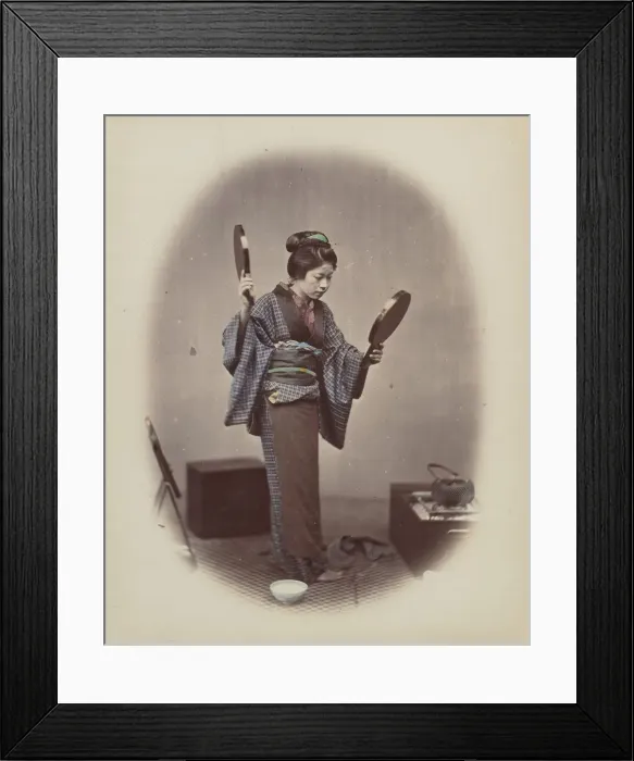 Framed Print : At Her Toilet, 1868. Creator: Felice Beato Framed Print : At Her Toilet, 1868. Creator: Felice Beato