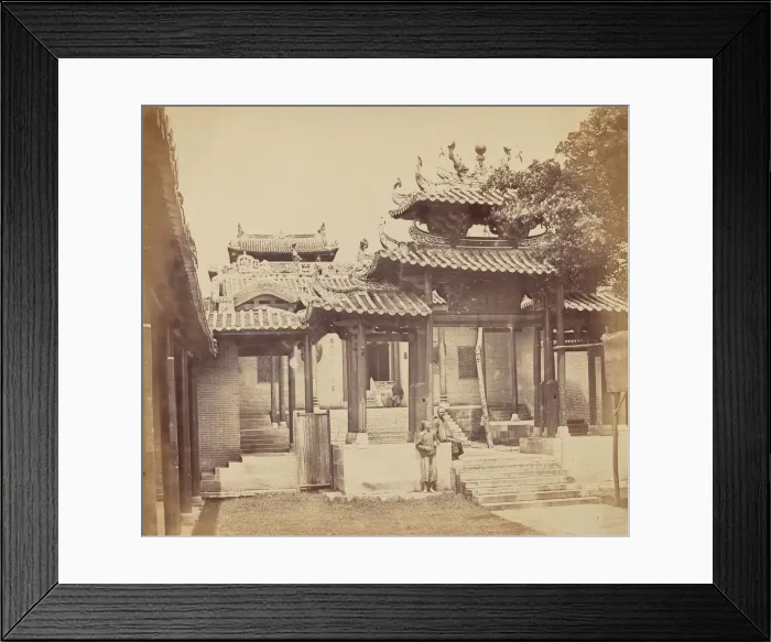 Framed Print : Entrance to the Five Genii Temple, Canton, April 1860, 1860. Creator: Felice Beato Framed Print : Entrance to the Five Genii Temple, Canton, April 1860, 1860. Creator: Felice Beato