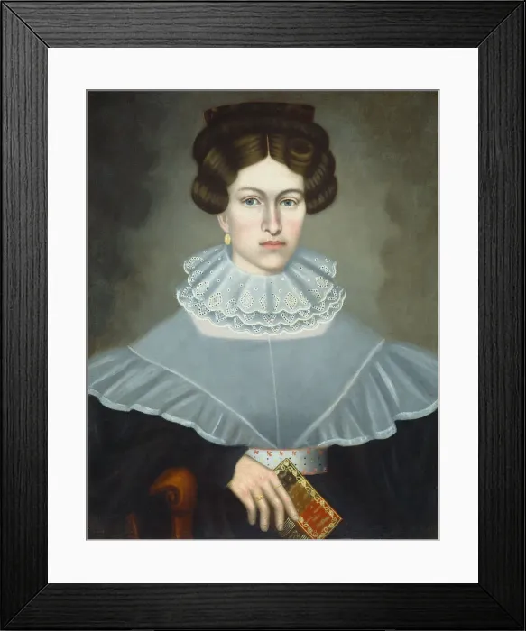 Framed Print : Woman Holding a Book, c. 1835. Creator: Erastus Salisbury Field Framed Print : Woman Holding a Book, c. 1835. Creator: Erastus Salisbury Field