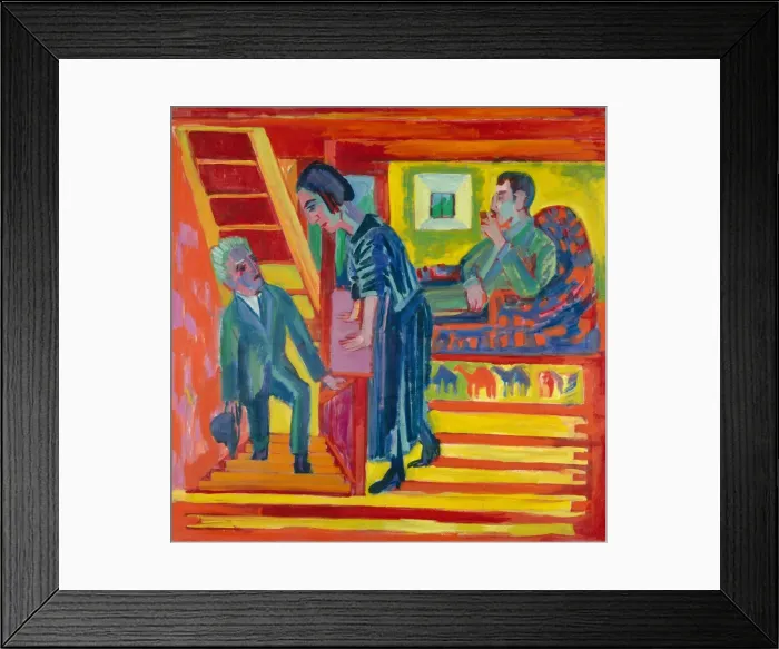 Framed Print : The Visit - Couple and Newcomer, 1922. Creator: Ernst Kirchner