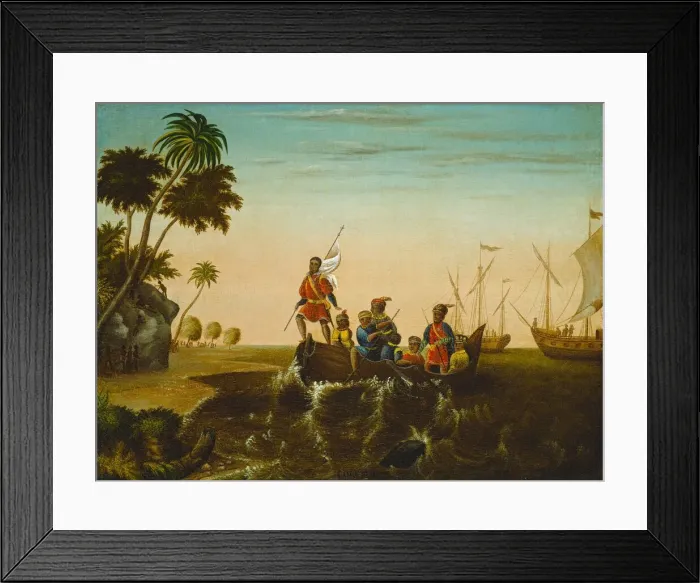 Framed Print : The Landing of Columbus, c. 1837. Creator: Edward Hicks Framed Print : The Landing of Columbus, c. 1837. Creator: Edward Hicks