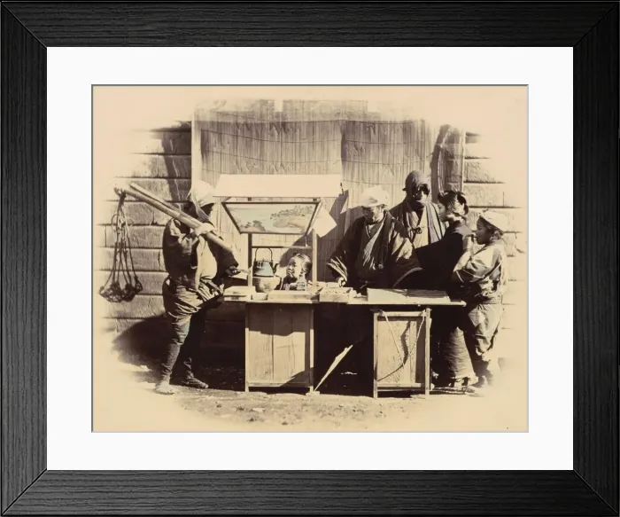 Framed Print : Street Refreshment Stalls, c. 1865. Creator: Felice Beato Framed Print : Street Refreshment Stalls, c. 1865. Creator: Felice Beato