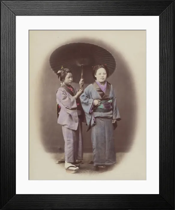 Framed Print : Young Lady and Servant, 1868. Creator: Felice Beato Framed Print : Young Lady and Servant, 1868. Creator: Felice Beato