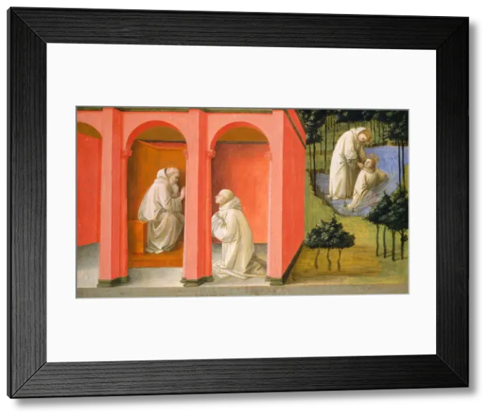 Framed Print : Saint Benedict Orders Saint Maurus to the Rescue of Saint Placidus, c. 1445 / 1450 Framed Print : Saint Benedict Orders Saint Maurus to the Rescue of Saint Placidus, c. 1445 / 1450