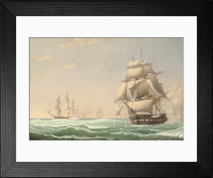 Framed Print : The United States Frigate President'Engaging the British Squadron, 1815, 1850 Framed Print : The United States Frigate President'Engaging the British Squadron, 1815, 1850