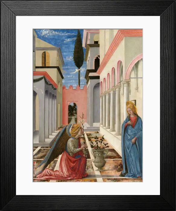 Framed Print : The Annunciation, c. 1445 / 1450. Creator: Fra Carnevale Framed Print : The Annunciation, c. 1445 / 1450. Creator: Fra Carnevale