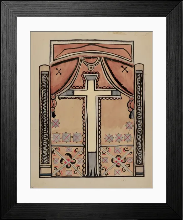 Framed Print : Panel - Cross and Drapes, 1935 / 1942. Creator: Unknown Framed Print : Panel - Cross and Drapes, 1935 / 1942. Creator: Unknown