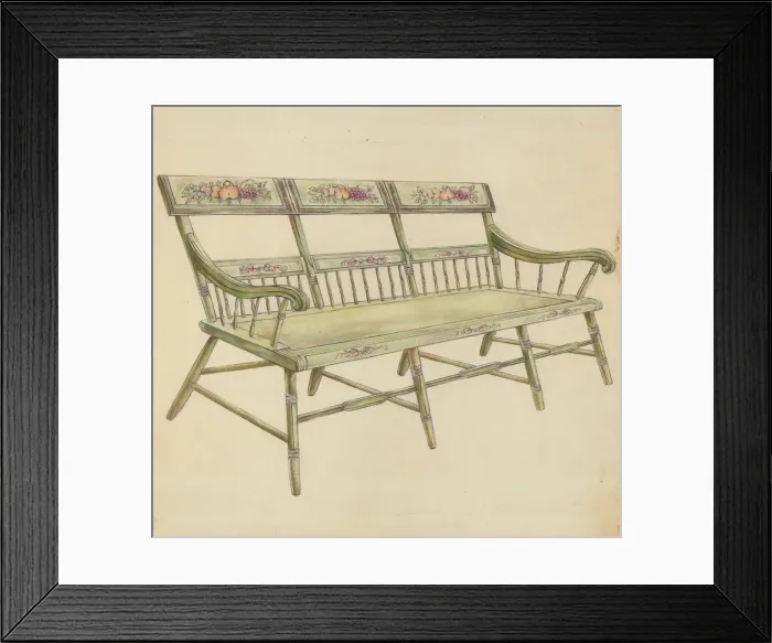 Framed Print : Sheraton Painted Three-Back Settee, 1935 / 1942. Creator: Unknown Framed Print : Sheraton Painted Three-Back Settee, 1935 / 1942. Creator: Unknown