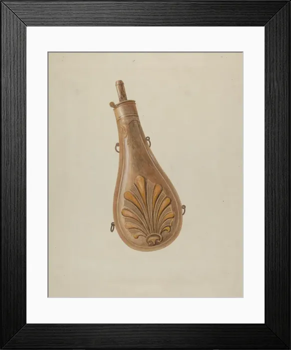 Framed Print : Powder Flask, 1935 / 1942. Creator: Unknown Framed Print : Powder Flask, 1935 / 1942. Creator: Unknown