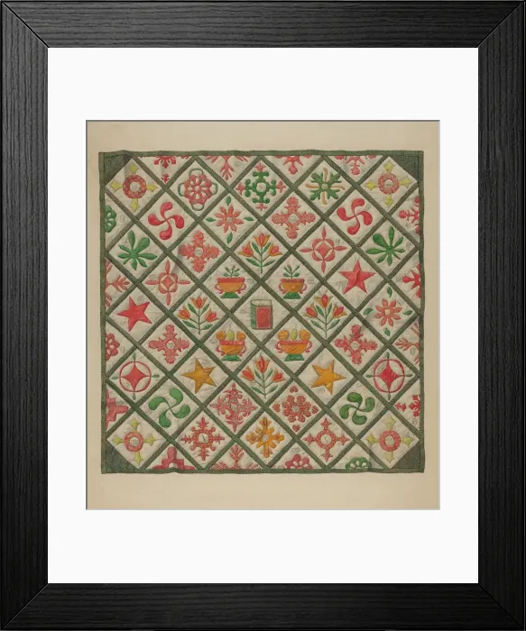 Framed Print : Quilt, 1935 / 1942. Creator: Unknown Framed Print : Quilt, 1935 / 1942. Creator: Unknown