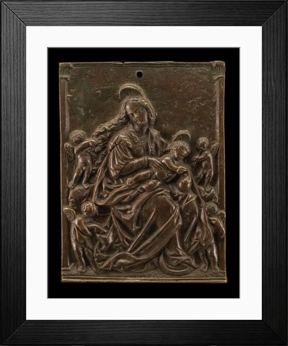 Framed Print : The Virgin & Child with Four Angels, early 16th century. Creator: Unknown Framed Print : The Virgin & Child with Four Angels, early 16th century. Creator: Unknown