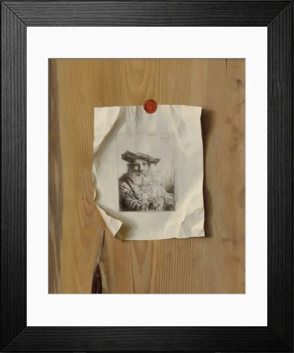 Framed Print : Trompe l Oeil of an Etching by Ferdinand Bol, c. 1675. Creator: Unknown Framed Print : Trompe l Oeil of an Etching by Ferdinand Bol, c. 1675. Creator: Unknown