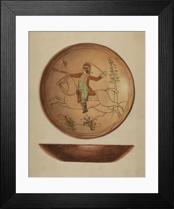 Framed Print : Pa. German Pie Plate, c. 1937. Creator: Unknown Framed Print : Pa. German Pie Plate, c. 1937. Creator: Unknown