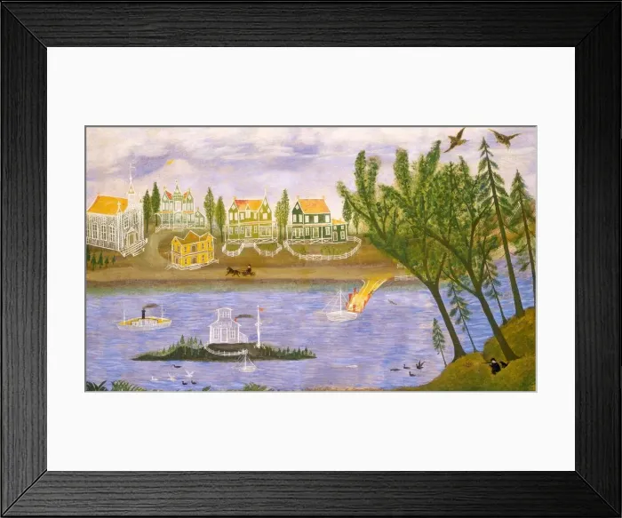 Framed Print : Village by the River, fourth quarter 19th century. Creator: Unknown Framed Print : Village by the River, fourth quarter 19th century. Creator: Unknown