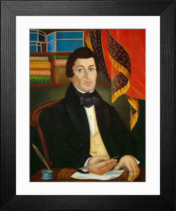 Framed Print : Textile Merchant, c. 1840. Creator: Unknown Framed Print : Textile Merchant, c. 1840. Creator: Unknown