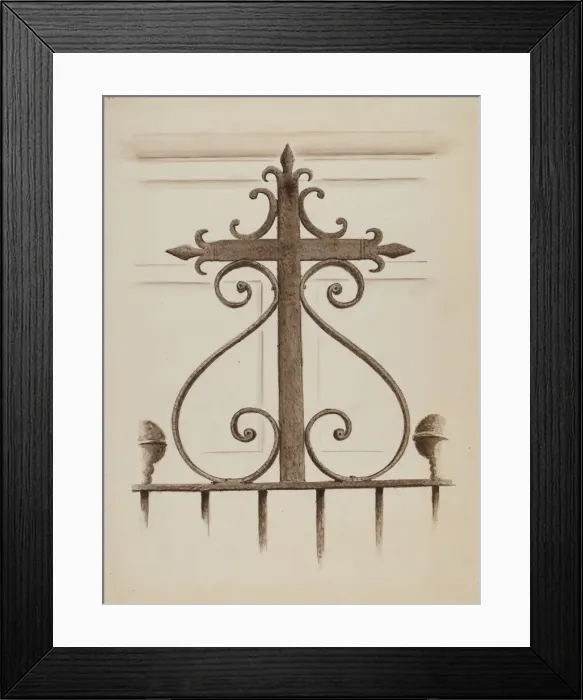 Framed Print : Wrought Iron Cross, 1935 / 1942. Creator: Unknown Framed Print : Wrought Iron Cross, 1935 / 1942. Creator: Unknown