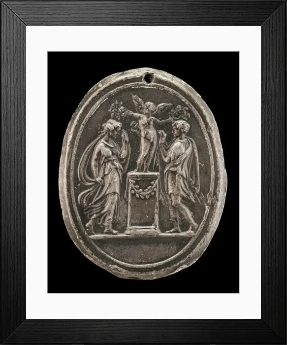 Framed Print : Cupid Crowning Two Lovers. Creator: Valerio Belli Framed Print : Cupid Crowning Two Lovers. Creator: Valerio Belli