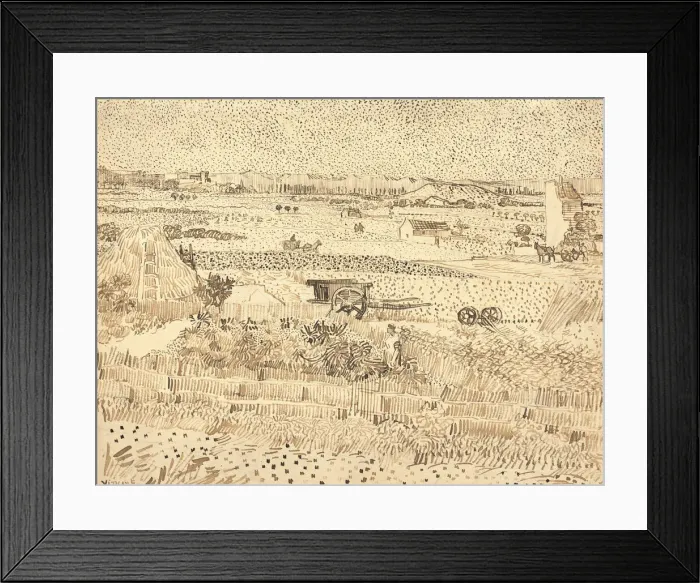 Framed Print : Harvest--The Plain of La Crau, 1888. Creator: Vincent van Gogh Framed Print : Harvest--The Plain of La Crau, 1888. Creator: Vincent van Gogh