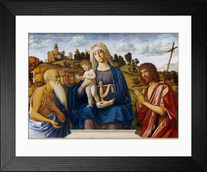 Framed Print : Madonna and Child with Saint Jerome and Saint John the Baptist, c. 1492 / 1495 Framed Print : Madonna and Child with Saint Jerome and Saint John the Baptist, c. 1492 / 1495