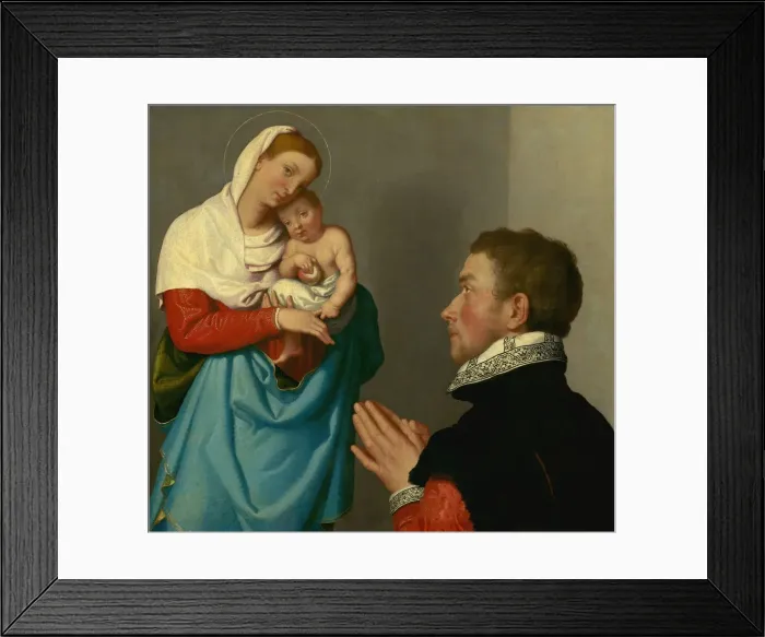 Framed Print : A Gentleman in Adoration before the Madonna, c. 1560. Creator: Giovanni Battista Moroni Framed Print : A Gentleman in Adoration before the Madonna, c. 1560. Creator: Giovanni Battista Moroni