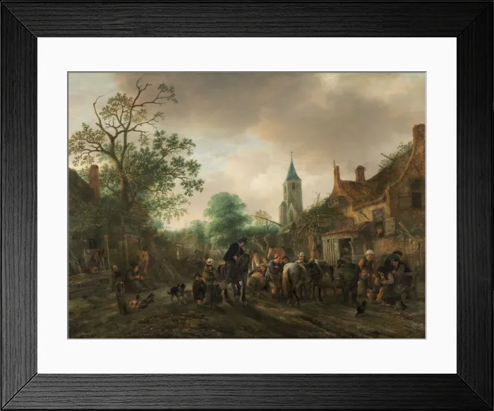Framed Print : The Halt at the Inn, 1645. Creator: Isaac van Ostade Framed Print : The Halt at the Inn, 1645. Creator: Isaac van Ostade