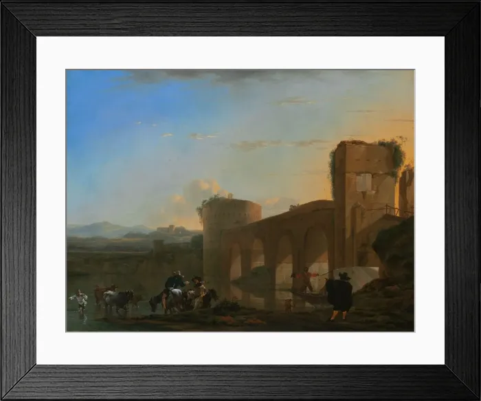Framed Print : The Tiber River with the Ponte Molle at Sunset, c. 1650. Creator: Jan Asselijin Framed Print : The Tiber River with the Ponte Molle at Sunset, c. 1650. Creator: Jan Asselijin