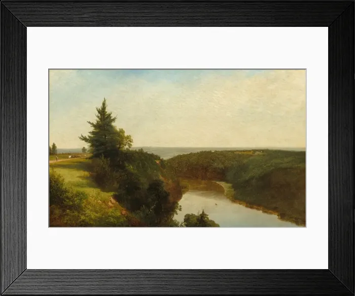Framed Print : View on the Genesee near Mount Morris, 1857. Creator: John Frederick Kensett Framed Print : View on the Genesee near Mount Morris, 1857. Creator: John Frederick Kensett
